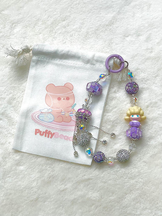 Dazzling Lavender Puffy Beads Phone Strap